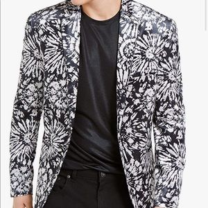 INC Mens Single Breasted Printed Slim Fit Blazer L